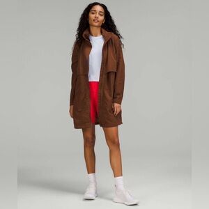 Lululemon always effortless long brown jacket size 6 hooded